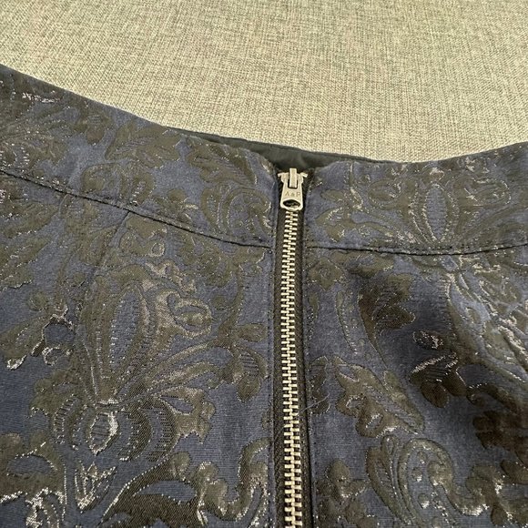 Abercrombie & Fitch Mini Skirt Navy Blue & Metallic Black 00 Lined Zipper Closur - Picture 11 of 14